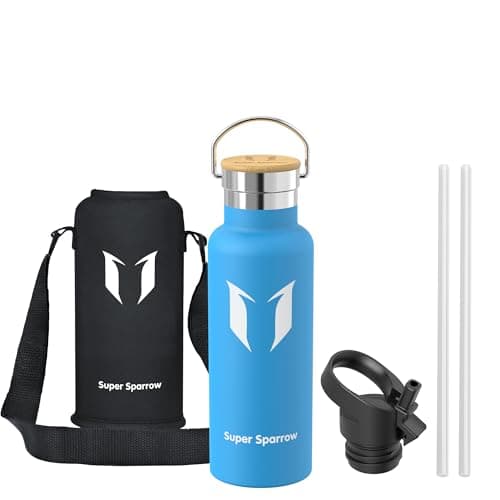 Super Sparrow Stainless Steel Water Bottle - 500ml - Vacuum Insulated Metal Water Bottle - Standard Mouth Flask - BPA Free - Straw Water Bottle for Gym, Travel, Sports — view 2
