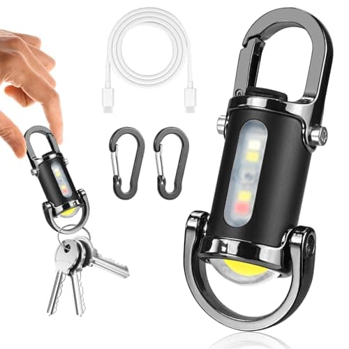1200lm Super Bright Mini Keychain Flashlight Waterproof - Rechargeable LED Keychain Torch, Aluminum Alloy Version Keychain Flashlight, Compact & Portable Torch for Camping, Hiking, Emergency (Black)