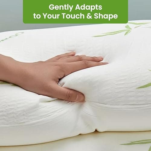 Aspect Pack of 2 Bamboo Bed Memory Foam Pillow For Sleeping Neck and Head Support Anti Allergy Orthopedic Pillows Deep Sleep Neck Pillow Superior Comfort Antibacterial Pillow for Side & Back Sleepers — view 6