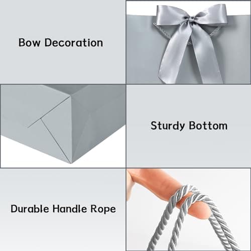 BBLIKE Medium Gift Bags for Present - 2 Pcs Birthday Gift Bag with 4 Wrappers and 2 Cards, Luxury Paper Bags with Handles for Girls Boys Wedding Party Christmas Valentines Bridesmaid (Brown Silver) — view 5