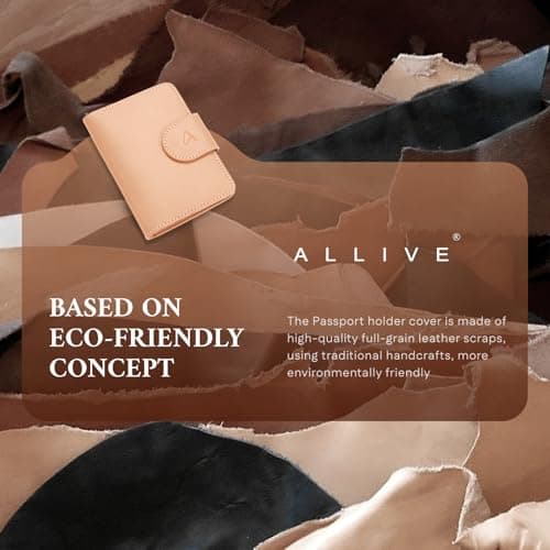 ALLIVE Passport Holder for Travel, Rfid Passport Holder for Women & Men, Genuine Leather Passport Cover Travel Wallet with AirTag Hidden, Airport Essentials, Travel Must Haves Gifts, Beige, 5.7 inches — view 3