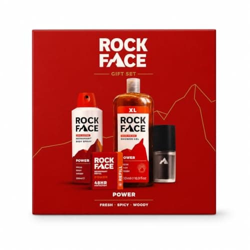 Rock Face Men's Refillable Deodorant & Grooming Gift Set, Power Scent