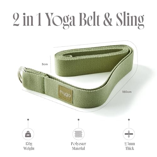 Myga Yoga Starter Set – Yoga Mat, 2 Yoga Blocks & Strap with Metal D-Ring – Non-Slip Yoga & Pilates Kit for Home Workouts & Fitness – Lightweight & Durable | 173cm x 61cm x 4mm (Moss) — view 5