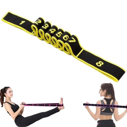 Fitness Resistance Band for Stretching Exercises and Yoga, 8 Segment Elastic Yoga Stretching Band for Legs, Back, Pilates & Flexibility Training (Yellow)