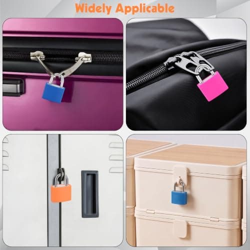 Suitcase Lock with Key 3 Pack Small Travel Padlocks for Luggage Gym Locker School Locker Backpack Diary Cabinet Colour Coded Portable Locks with Keys — view 4