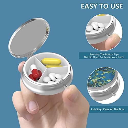 Pill Box 3 Compartment Medicine Pill Case,Portable Medicine Tablet Vitamin Holder Organizer for Purse Pocket Travel Gift… (6 Piece, Set-6-style 1 New) — view 5