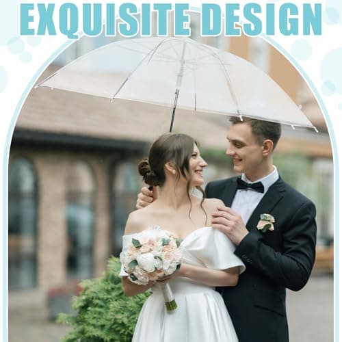 Hestya 8 Pack Clear Umbrellas for Wedding, 37.4 Inch, White — view 6