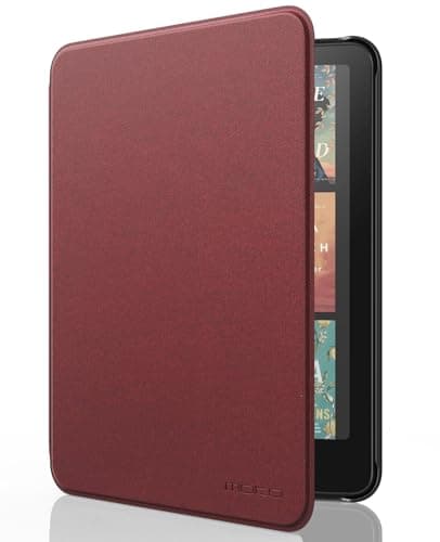 MoKo Case for 7" Kindle Paperwhite 12th Gen&Colorsoft 2024, Denim Wine Red