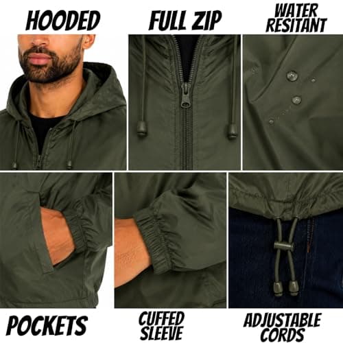 Style It Up Unisex Mens Ladies Water Resistant Plain Raincoat Kagools Jacket Hooded Cagoule (Olive, M) — view 5