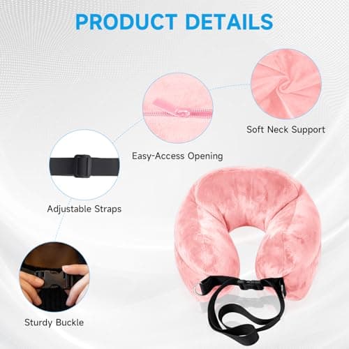 Stuffable Neck Pillow for Travel, Raised Neck Support Travel Pillow Stuffable with Clothes for Extra Luggage Space, Adjustable Strap, Relax with Soft Head Support for Airplane, Camping, Train, Hiking — view 3