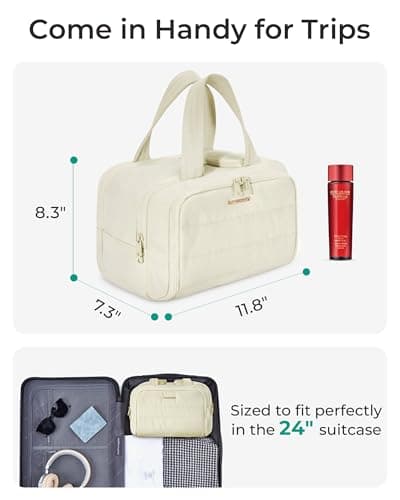 BAGSMART Large Travel Toiletry Makeup Bag, Upright Storage, Brush Pocket — view 6