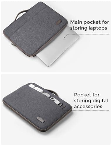 DOMISO 14 inch Laptop Case Sleeve Protective Cover Compatible with 15 inch MacBook Air M4 M3 M2,MacBook Pro,14-15 inch HP Dell ASUS Chromebook,Waterproof Computer Cases Bag with Handle,Dark Grey — view 5