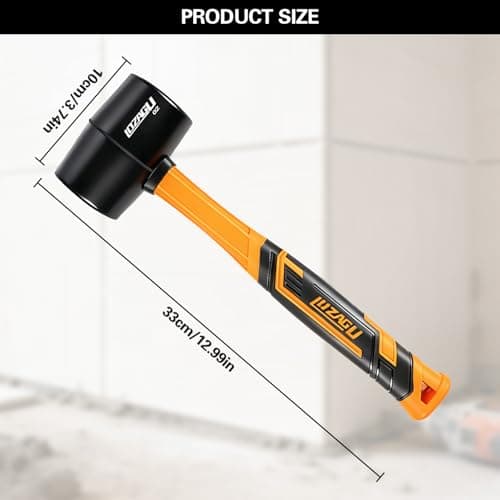 LOZAGU 24oz/650g Rubber Mallet Hammer, Fiberglass Handle, Rubber Mallet for Flooring, Tent Stakes, Woodworking, Camping, Soft Blow Tasks Without Damage — view 2