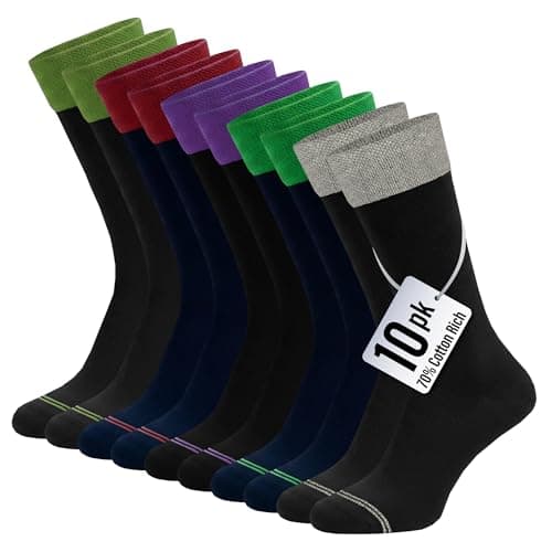 10PK Mens Colored Top Ankle Socks - UK 9-11/EU 43-45 - Assorted