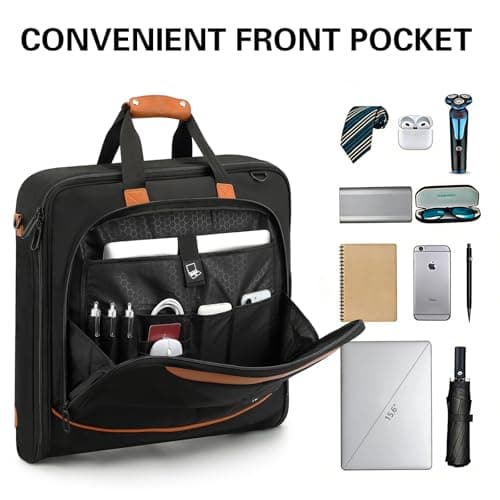 TONRUYN Suit Bag for Men Travel Garment Bags for Women 50'' Large Carry on Suit Carrier for Business Trip 2 in 1 Hanging Suitcase Luggage with Shoulder Strap fit 15.6 Inch Laptop, Black — view 6