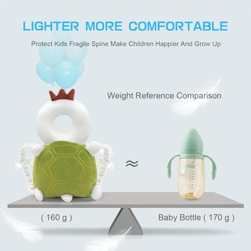 JINYJIA Baby Head Protection Backpack - Adjustable Safety Soft Pillow for Toddler Learning to Walk, 4-24 Months - Turtle — view 4