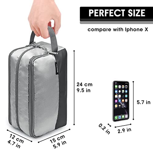 WANDF Toiletry Bag Water-Resistant Nylon Travel Wash Bag Lightweight Dopp Kit for Men and Women (A-Grey) — view 5