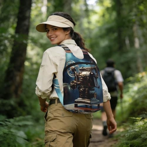 QMKFWT Old Movie Projector Backpack - Lightweight 16L Foldable Hiking Daypack Packable Back Pack Travel Bag Zipper — view 6