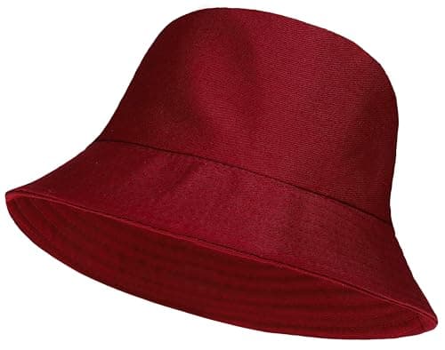 COSHAL® Unisex Bucket Hat Reversible Mens Womens Cotton Fisherman Hats for Hunting, Camping, Hiking, Travelling, Fishing Adult Football Summer Sun Hat Plain Colours Size 56-58cm (Maroon)