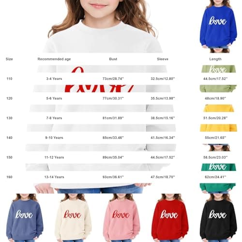 Teen Girls Crew Neck Jumper Kids Love Print Sweater Top Casual Sweatshirt — view 5
