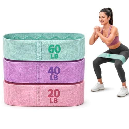 3 Pack Fabric Resistance Bands, 3 Resistance Levels (20lb, 40lb, 60lb) Non Slip Glute Bands, Wide Hip Resistance Bands with Storage Bag for Glutes, Hips, Legs, Pilates, Yoga and Home Workouts