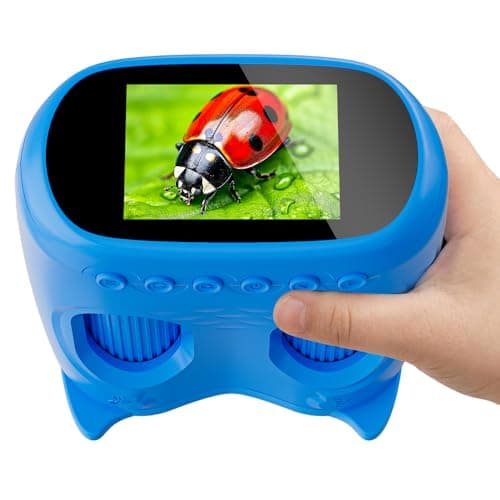 1000X Handheld Microscope for Kids, Temodu 4K 2.0" Screen Educational Science Kit Digital Microscope, Rechargeable Mini Pocket Binoculars, Birthday, Ages 3+ (Blue)