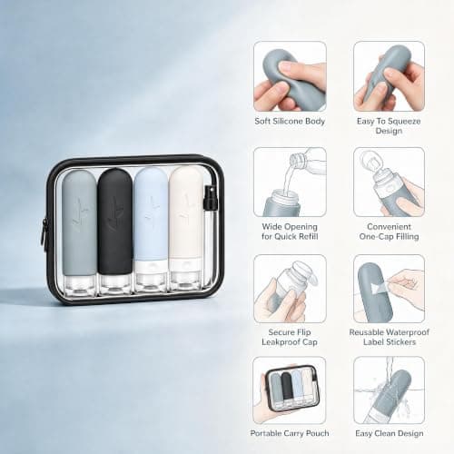 Boyfield Travel Bottles for Toiletries,18 pack Silicone Set essentials — view 4