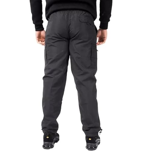 Men’s Thermal Fleece-Lined Cargo Trousers – Windproof Water-Resistant Work Combat Pants with Multi Pockets, Elasticated Waist & Drawstring for Walking & Outdoor, Biker Cyclist Use - Black XL — view 5
