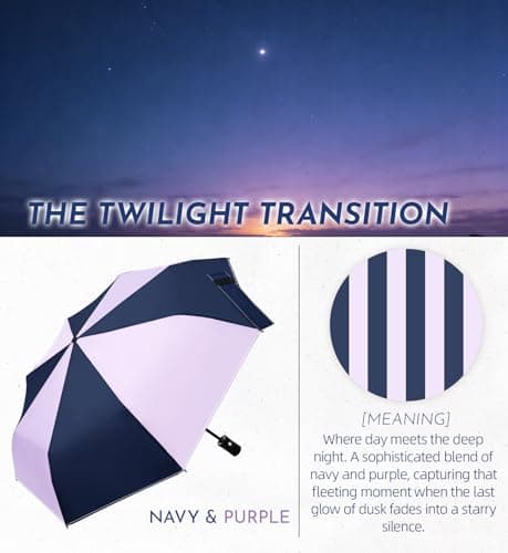 LILAC Windproof Auto Umbrella, Unique Bicolor 8 Ribs Easy Close Brolly — view 3