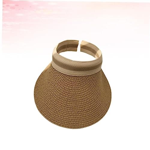 Veemoon Portable Straw Sun Hat with Wide Brim for Women, Simple Style Casual Outdoor Sun Protection Cap, for Beach and Honeymoon Light Brown — view 2