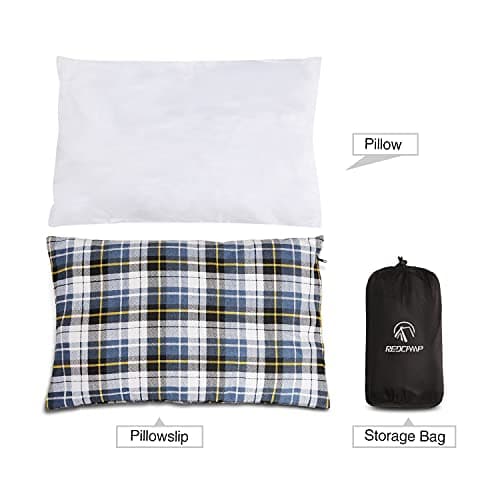REDCAMP Small Camping Pillow for Adults,Flannel Travel Pillow,Blue — view 3