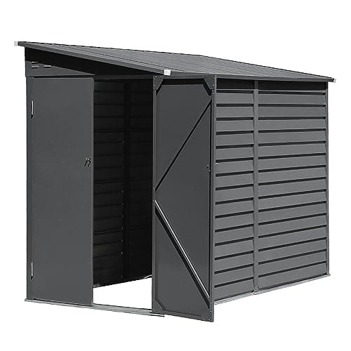Panana Outdoor Metal Garden Shed Storage Box Bike Tool House (L 144cm x W 270cm x H 202cm, Black, Alloy Steel) — view 3