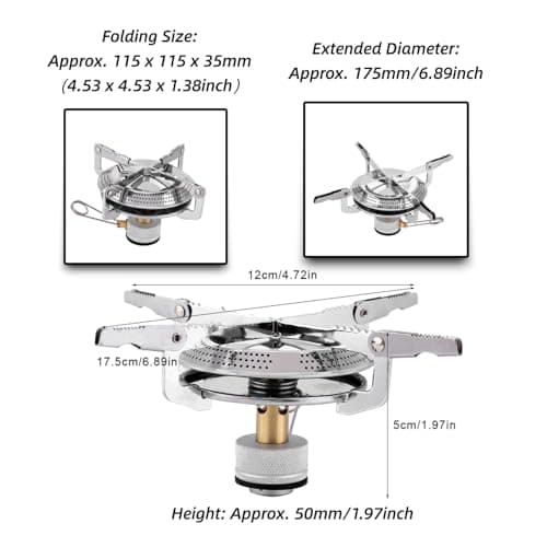 VGEBY1 Portable Mini Camping Stove, Folding Gas Burner for Picnic Hiking Camping, Windproof Cooker with Carrying Bag — view 2