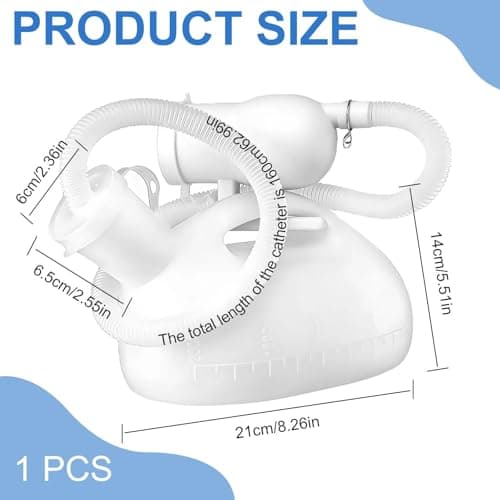 2L Portable Male Urinal Bottle, Spill Proof Pee Bottle with 1.8M Long Hose & Sealed Lid, Thick Plastic Mobile Toilet for Elderly, Incontinence, Hospital, Car Travel and Camping Emergency — view 2