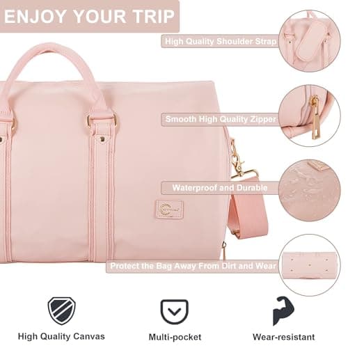 seyfocnia Convertible Carry on Garment Bag for Women,Leather Garment Bags for Travel with Shoe Pouch 2 in 1 Hanging Suitcase Suit Bag Travel Bags for Women Duffle Bag Garment Bag — view 4