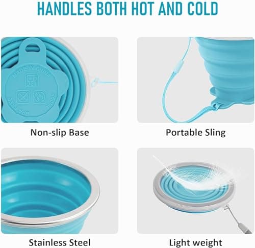 ddLUCK Silicone Foldable Cup, Travel Camping Mug with Plastic Sealing Lid — view 3