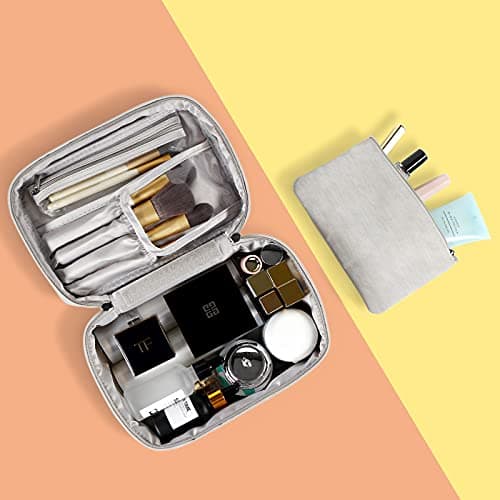 EXERZ Makeup Bag with Detachable Pouch Water Resistant PU Travel Case Grey — view 5