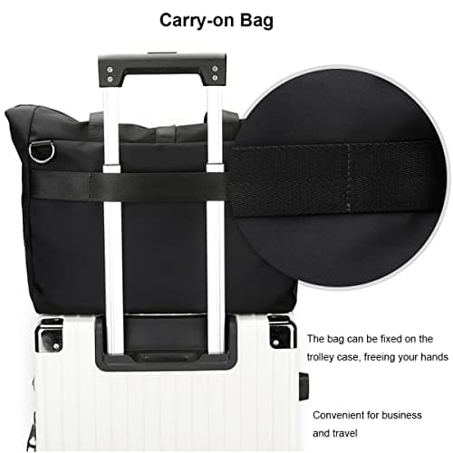 zhongningyifeng Men's Tote Bag 14-inch Laptop Shoulder Bag Nylon Waterproof Business Casual Black Messenger Bag for Work School Travel — view 5