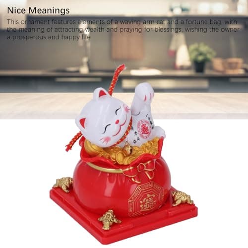 Phefop Solar Powered Lucky Cat Waving Arm (Red) — view 5