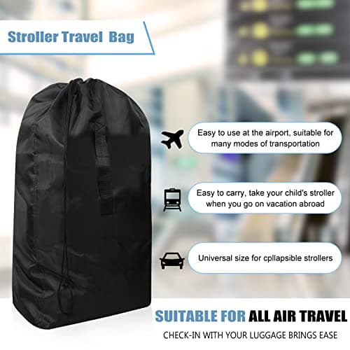 Lishang Travel Stroller Bag for Airplane Pram Cover Buggy Travel Bag Waterproof Gate Check Bag Pushchair Cover Storage Bag for Baby Child Kids Infant Strollers Large Portable — view 6