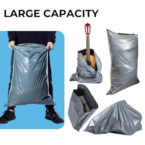 Double Dragon 10-Pack Extra-Large 24"x36" Grey Poly Mailer Bags | Self-Seal Shipping Envelopes | Strong, Waterproof, Tamper-Proof Polythene Packaging for Clothes, Bedding & Parcels (Also for Storage) — view 5