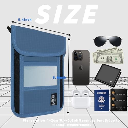 Maiiu Travel Neck Wallet with RFID Blocking – Passport Holder Organizer Neck Pouch – Portable Easy to Conceal Travel Pouch, PVC Dark Blue, Rfid Blocking — view 3