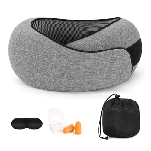 Purecas Memory Foam Travel Neck Pillow, 360° Support with Eye Mask&Earplugs