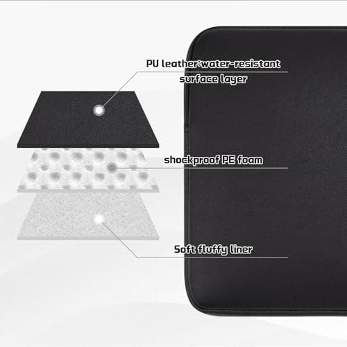 jooeer 15.6 Inch Laptop Sleeve Case for 15.6" Notebook Chromebook, Protective Waterproof PU Leather Cover Slim Padded Computer Bag, Black — view 3