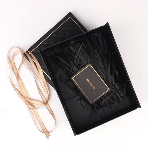 Gift Box Set for Presents, Large Textured Paper Box with Ribbon Gift Bag & Lids, Greeting Card Shredded Paper for Valentine’s Day Mother’s Day Birthday Anniversaries Bridal Party(Black) — view 6
