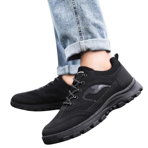 ofeirhz Mens Hiking Shoes - Rubber Sole With Arch Support Wide Fit Outdoor Sports Shoes - Breathable Slip On Lightweight - Comfort Soft Soled Work Shoes - Wear Resistant Simple Features Walking Shoes — view 2