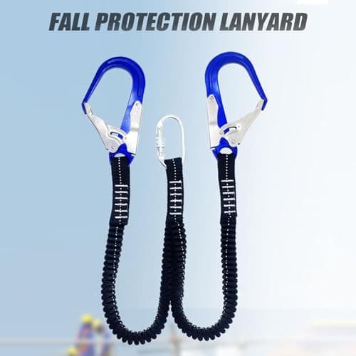 Safe Harness – Shock Absorbing Leg Lanyard, Heavy Duty Construction Tool with Hook, Internal Reduction, Secure Design, Top Rated Fall Protection Equipment, Safety Gear for Construction — view 5