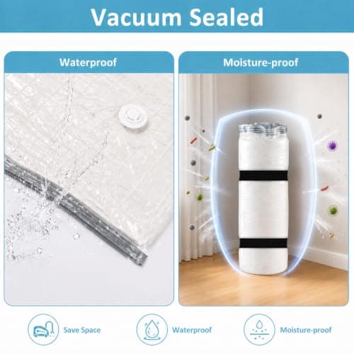 Vacuum Storage Bags, Extra Large Mattress Vacuum Bag for Duvets, Blankets & Clothes, Waterproof Reusable Vacuum Seal Bags for Moving (240x120cm) — view 5