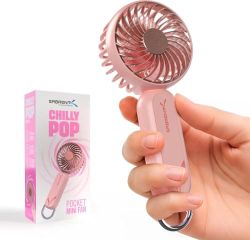 SABRENT ChillyPop Portable Handheld Mini Fan, USB-C Rechargeable, 3 Speed