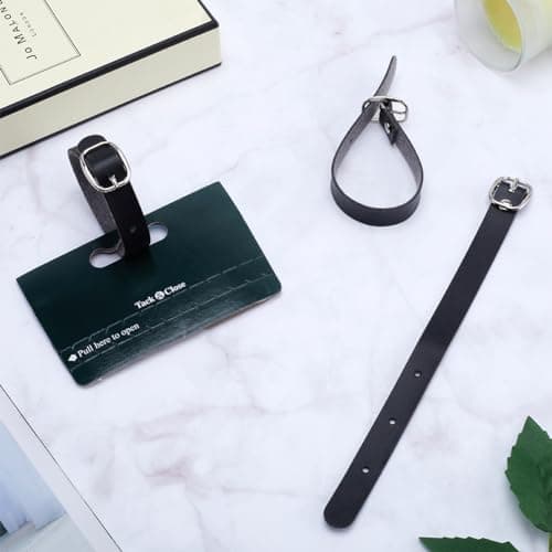 GORGECRAFT 10Pcs Leather Luggage Labels Strap Adjustable Black Luggage Tag Loops Replacement Belts with Metal Buckle Watch Band Straps for Suitcase Briefcase Travel Secure Storage Hanging Accessories — view 4